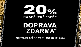 Black Friday SLEVA 20%. 
Doprava zdarma při nákupu zboží v hodnotě nad 5000 Kč. 
Akce platí od 29.11. do 28.12.2024.